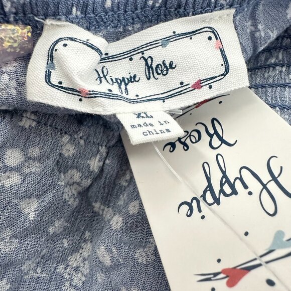 NEW! Hippie Rose Juniors Crop Cami Top Blue Strappy X-Large Floral Rayon - Picture 3 of 9